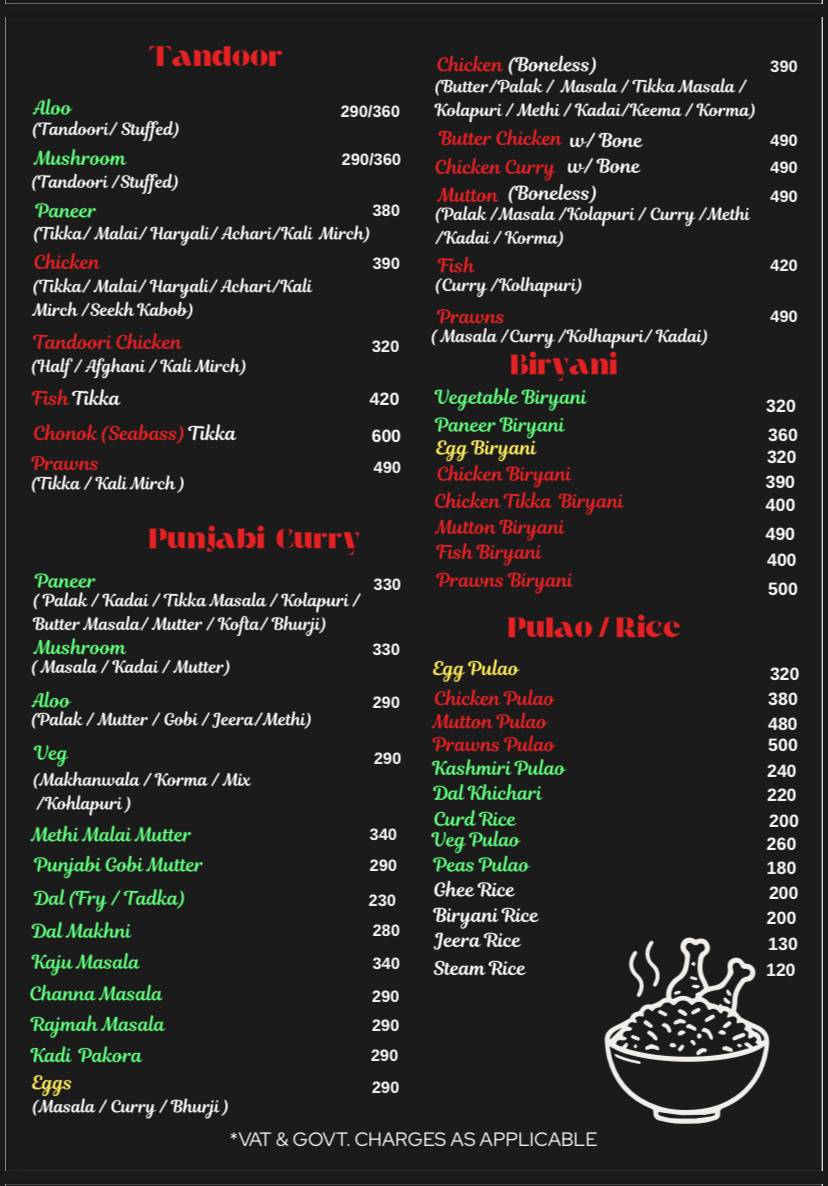 Gagan's Restaurant menu