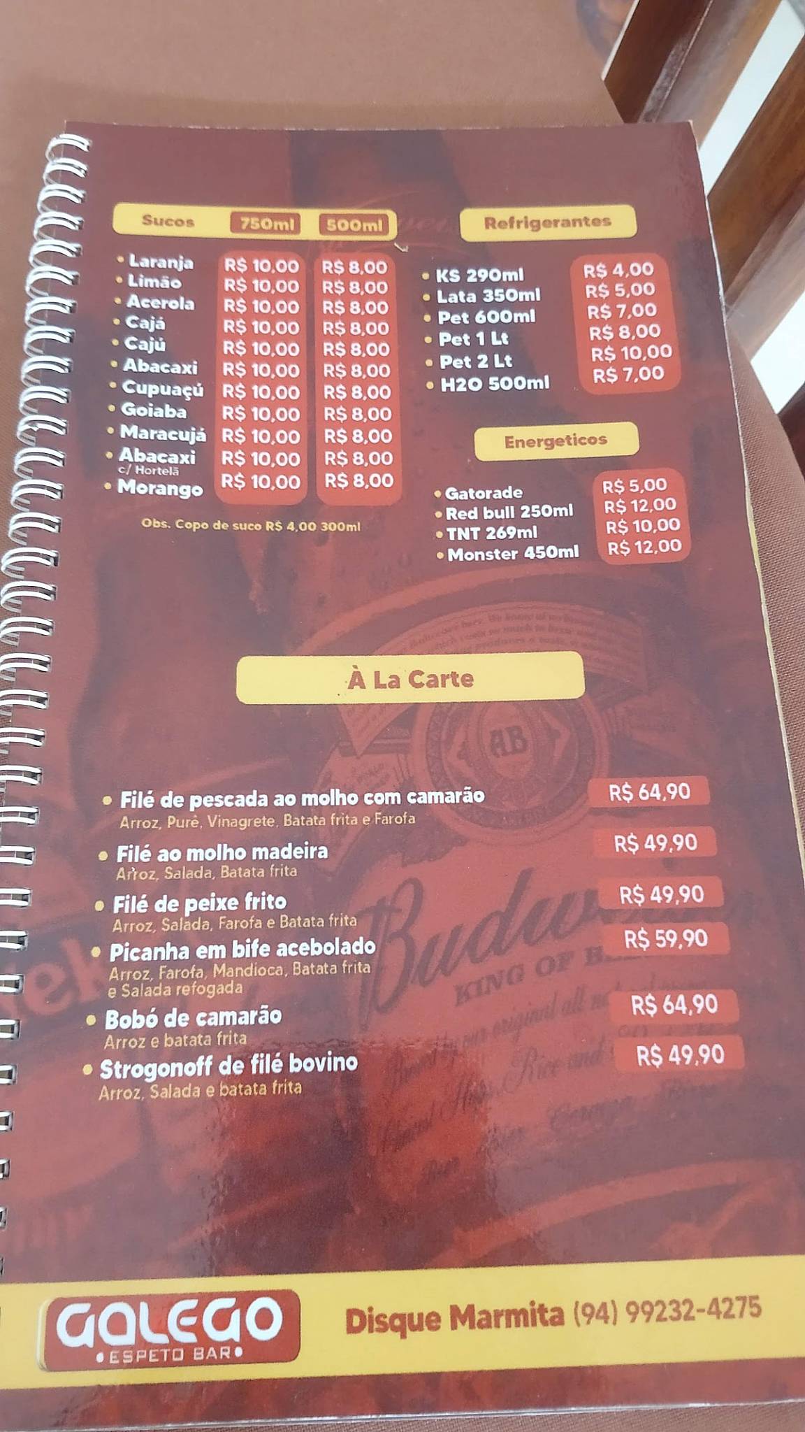 Galego Espeto Bar cardápio