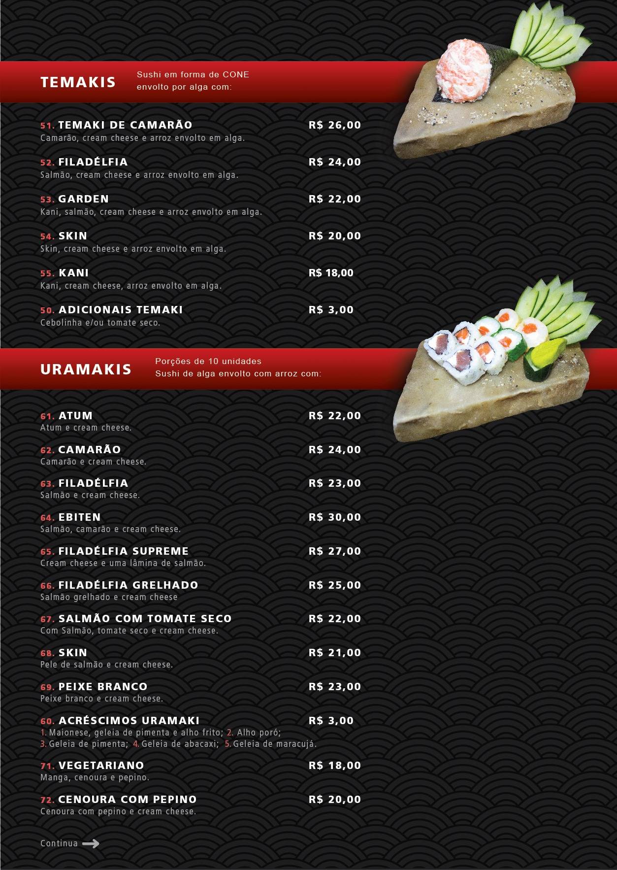Garden Sushi Japonês - Restaurante Asiático em Erechim cardápio