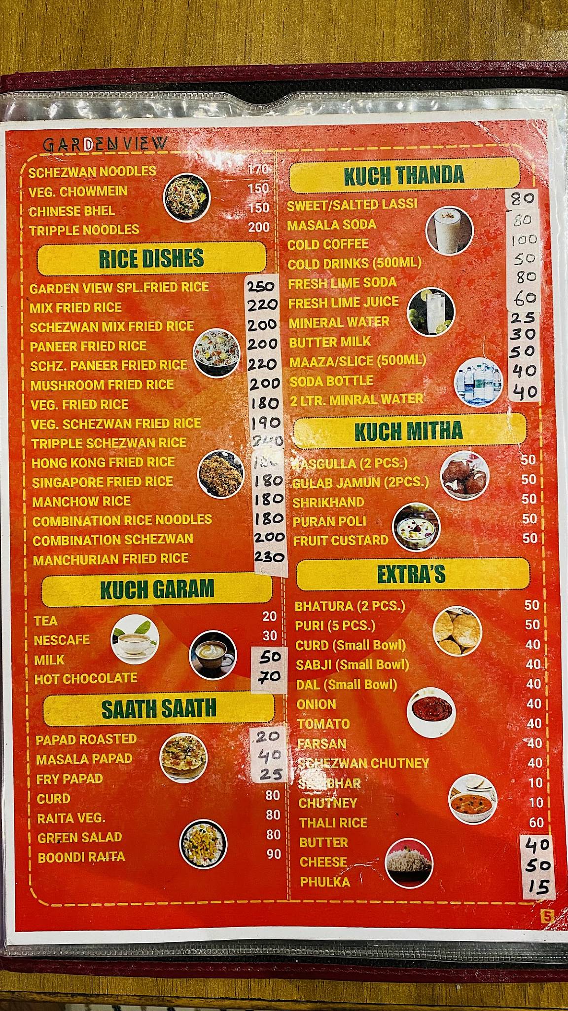 Garden View Restaurant menu