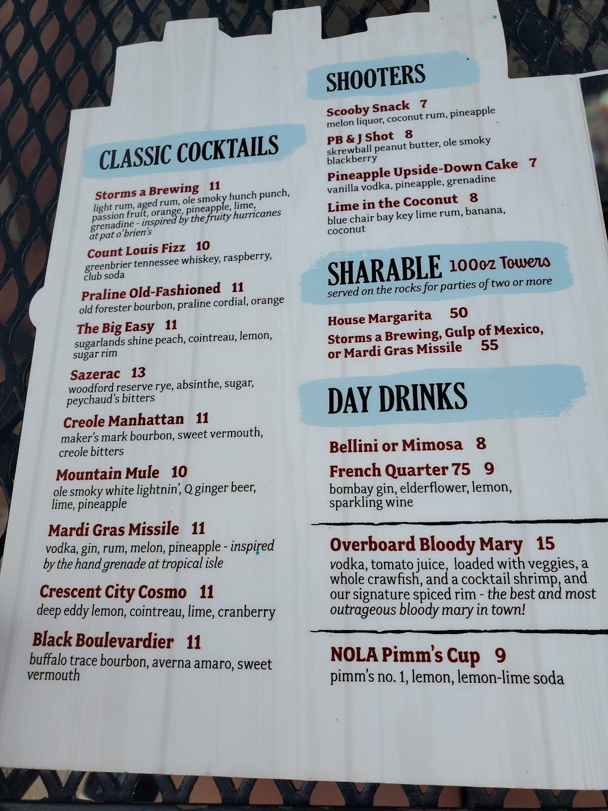 Menu at Crawdaddy’s Restaurant & Oyster Bar, Gatlinburg, 762 Parkway 5