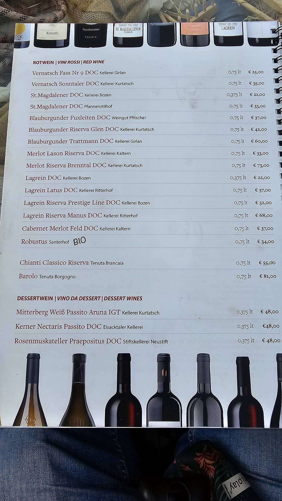 Menu di Rifugio Odle - Geisleralm 