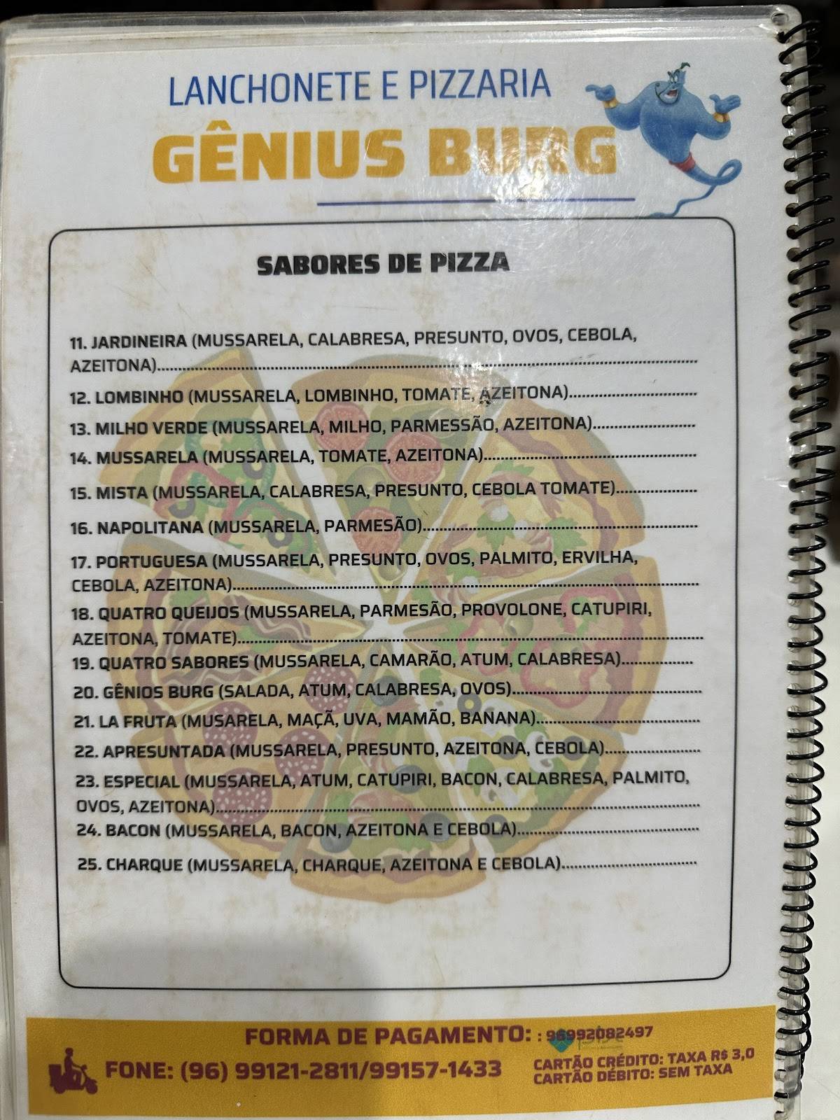 Gênius burg's cardápio
