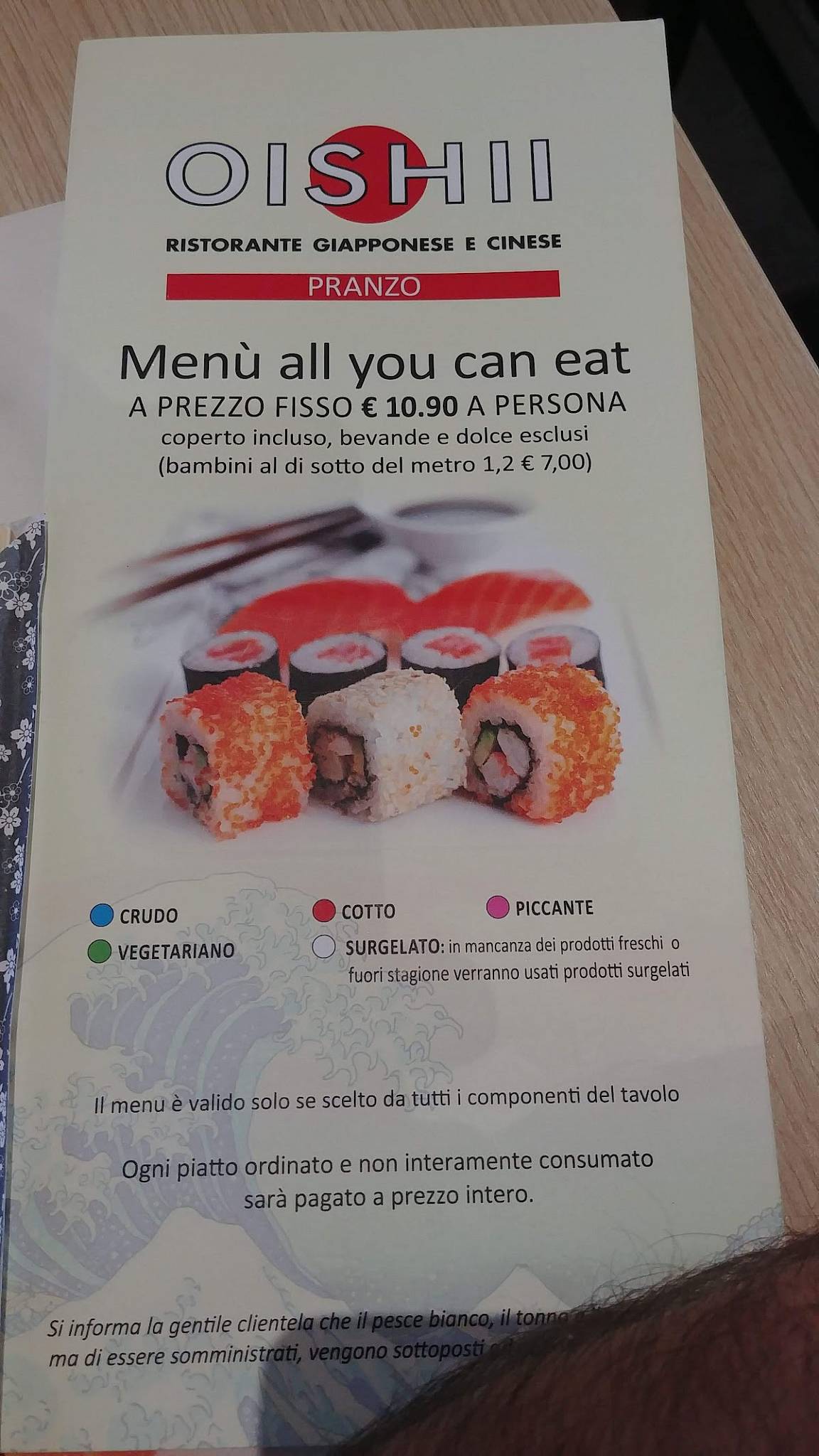 Menu di Oishii Sushi Genova Pegli 