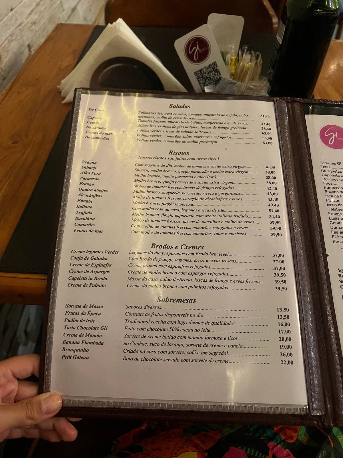 Gi Restaurante cardápio