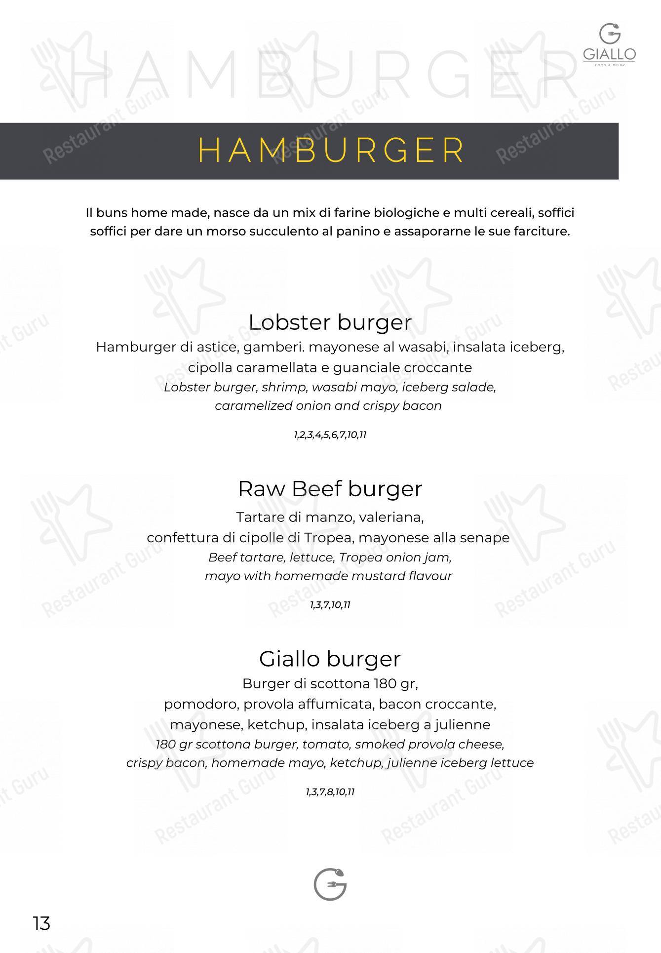 Menu di Giallo Viareggio - 菜单