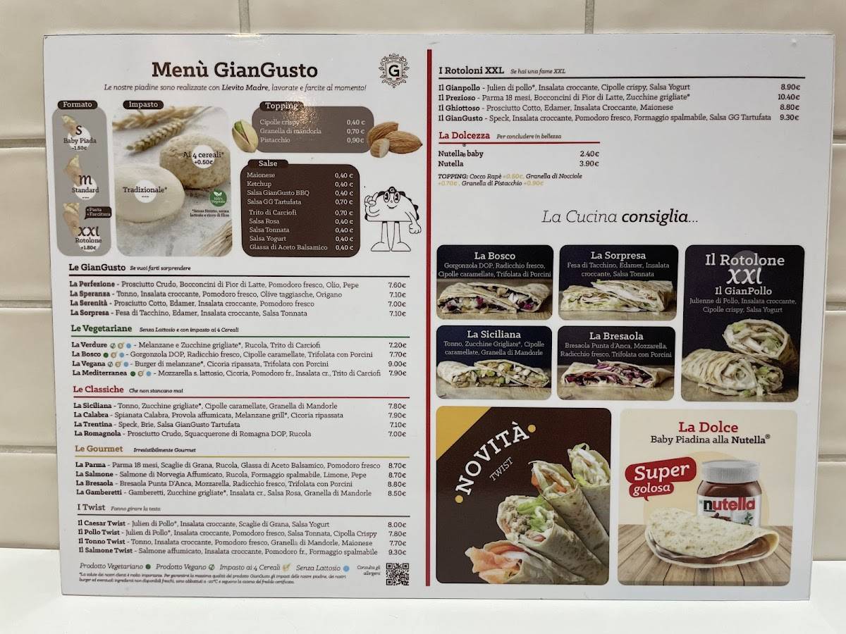 Menu di GianGusto Piadineria 