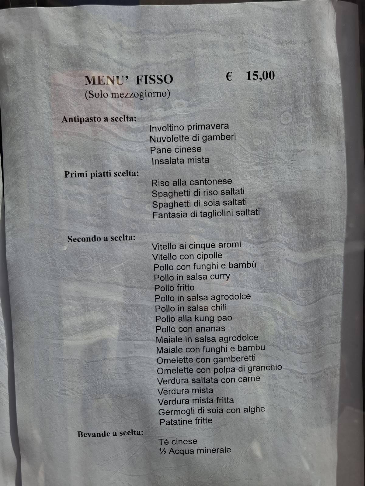 Menu di Giardino D'Oro 