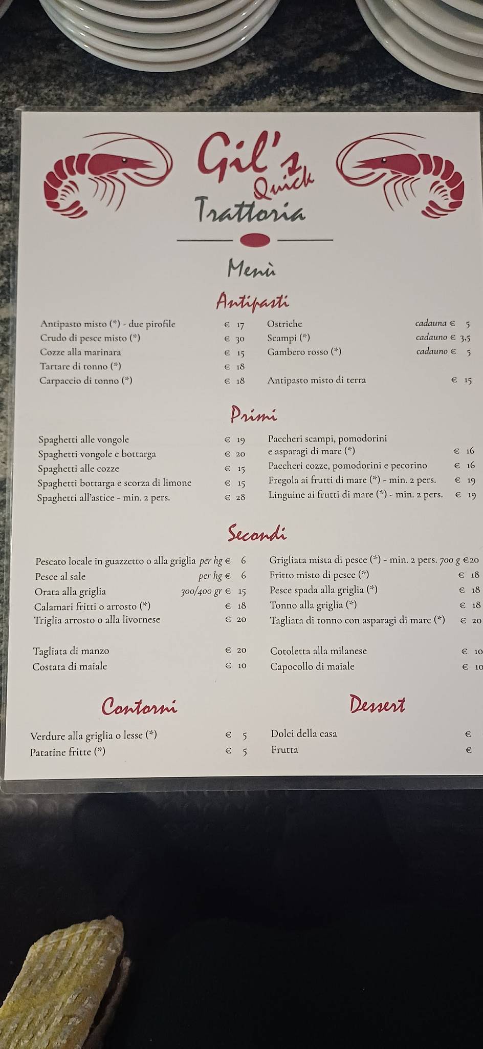 Menu di Gil's Quick s.n.c. 