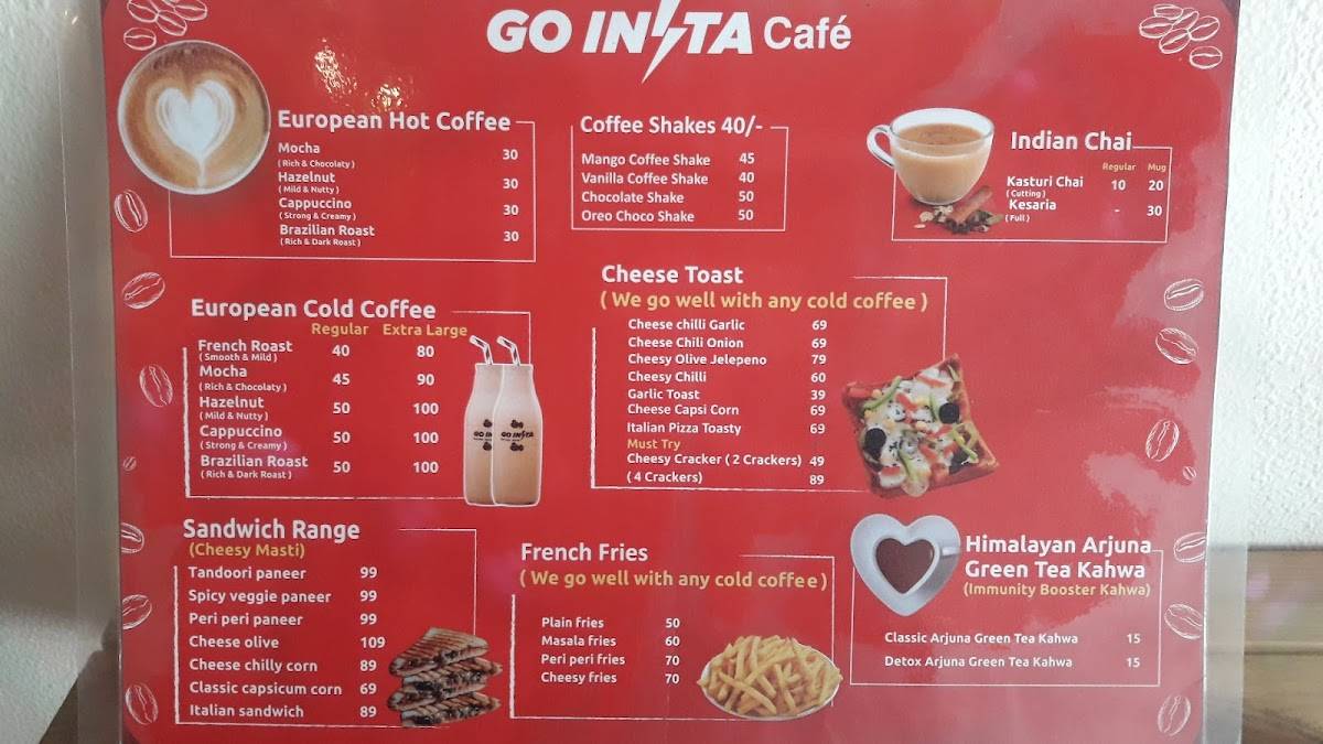 Go Insta cafe menu