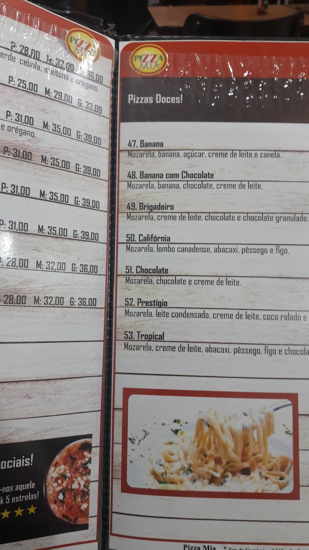 Pizza Mia cardápio