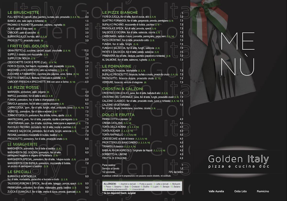 Menu di Golden Italy Aurelia 