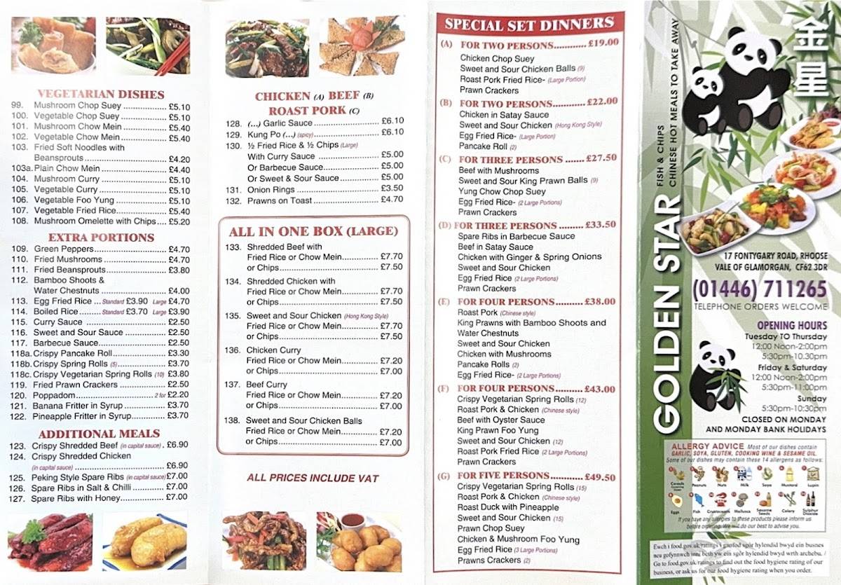 Menu at Golden Star restaurant, Barry, 17 Fontygary Rd, image size:1200x835