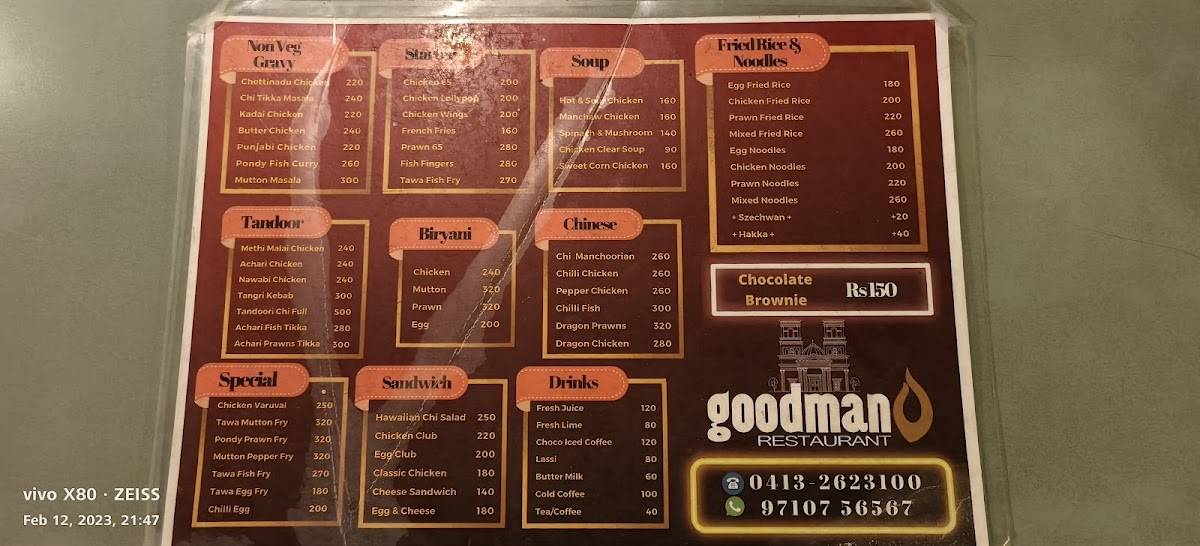 Goodman Pondy menu