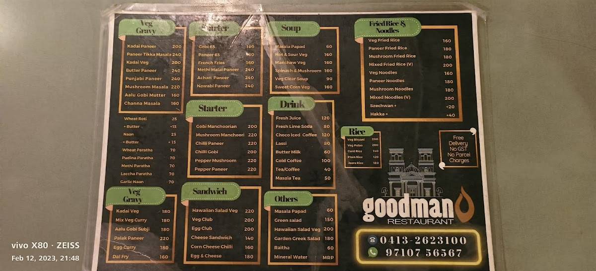 Goodman Pondy menu