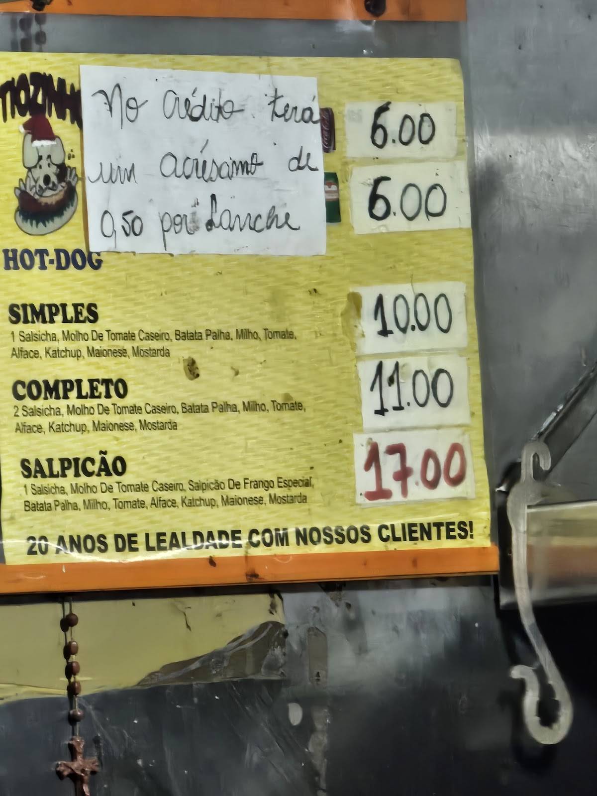 Gordão tiozinho hot dog cardápio