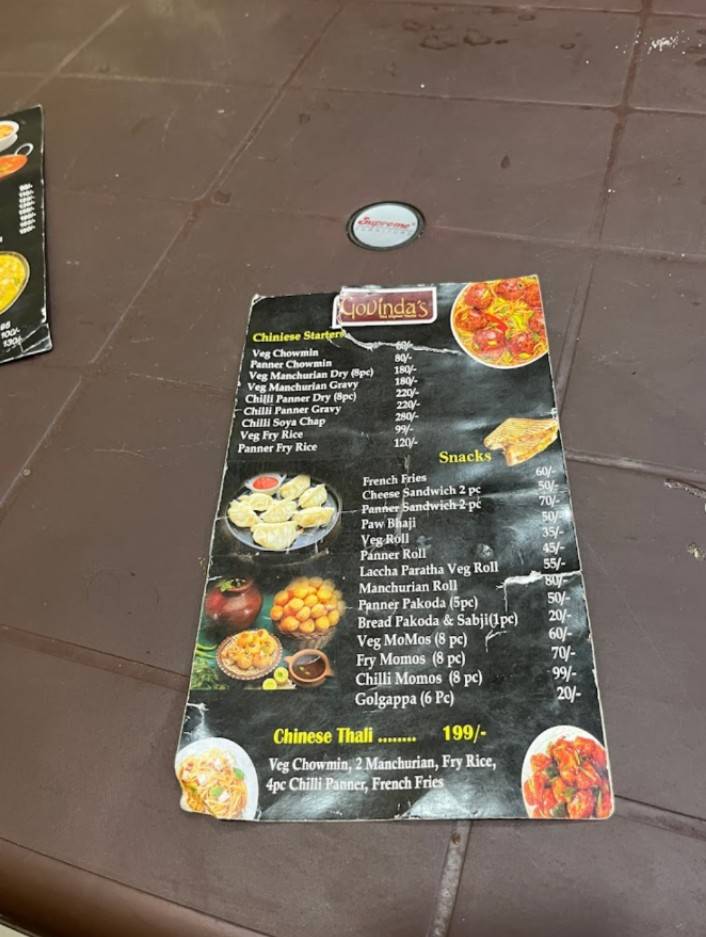 Govinda's menu