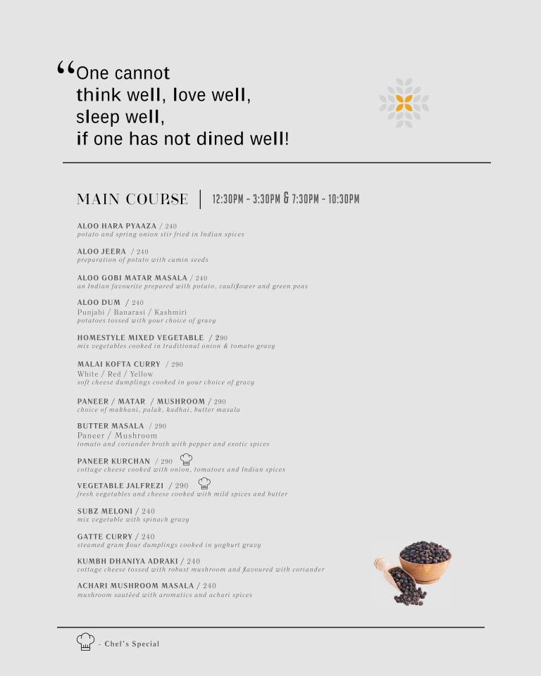 Grains Pure Veg by Udaan Pine Crest, Pelling menu