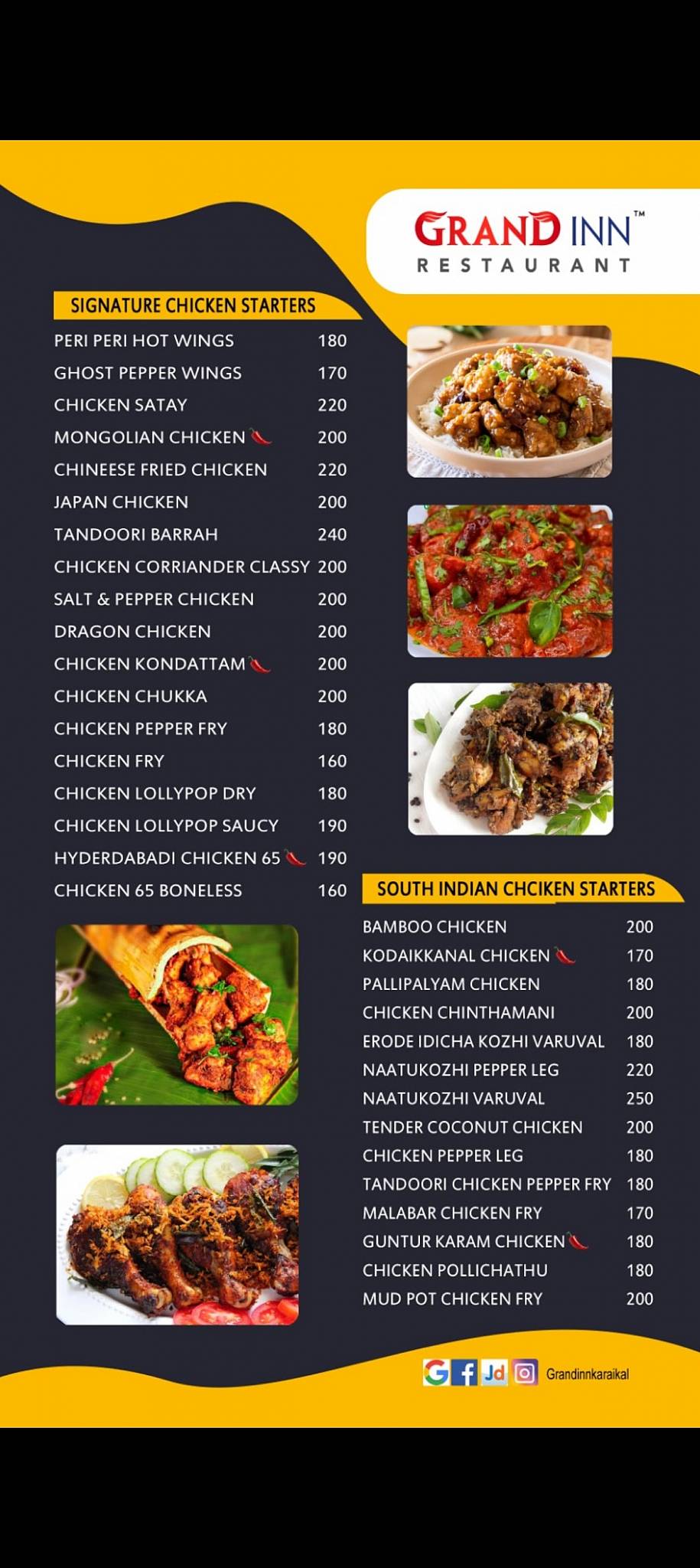 Grand inn Restaurant menu