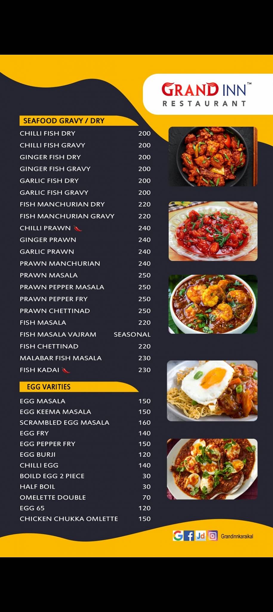 Grand inn Restaurant menu