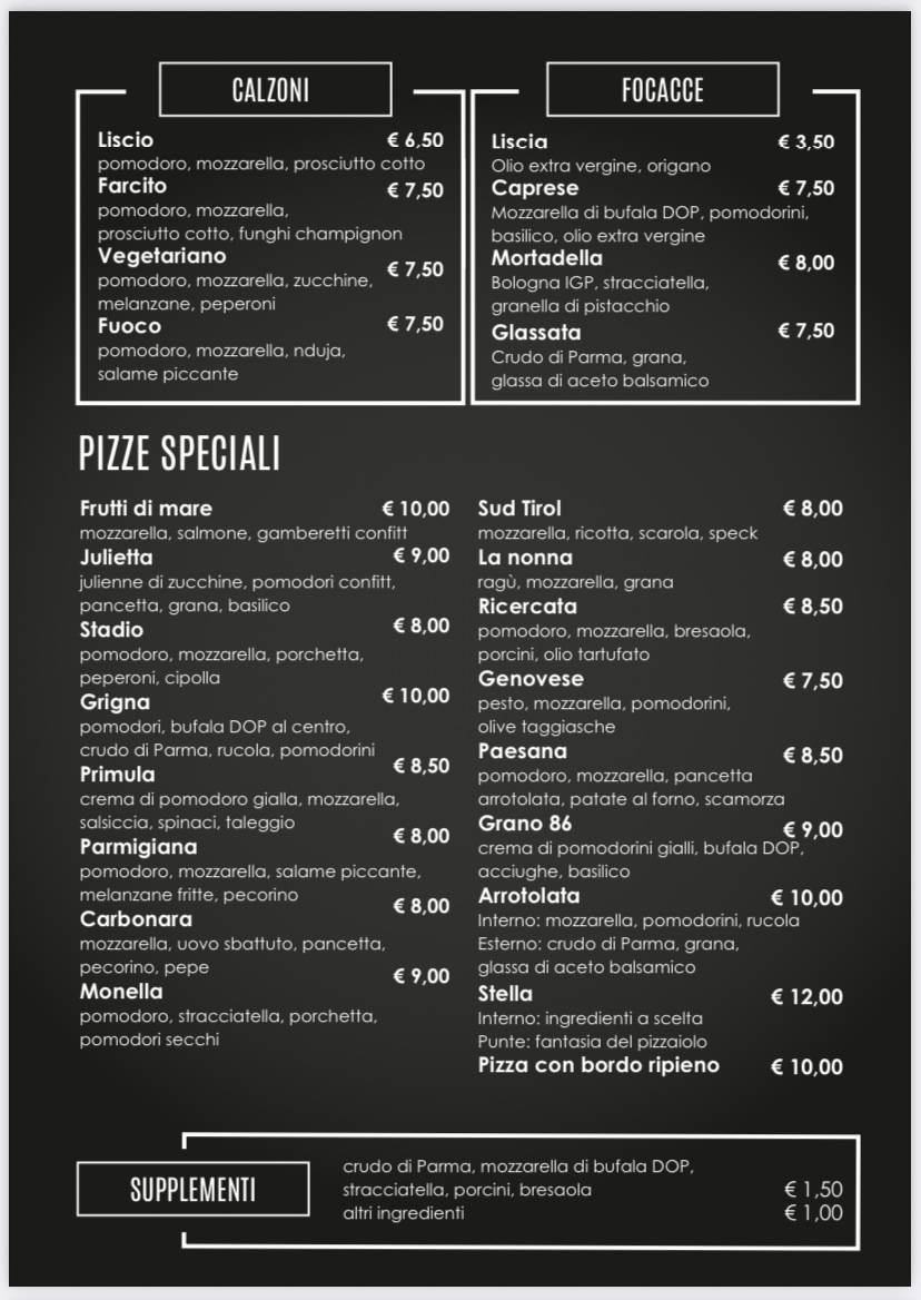Menu di Grano 86 