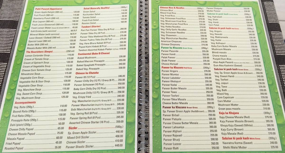 Green Apple Restaurant menu