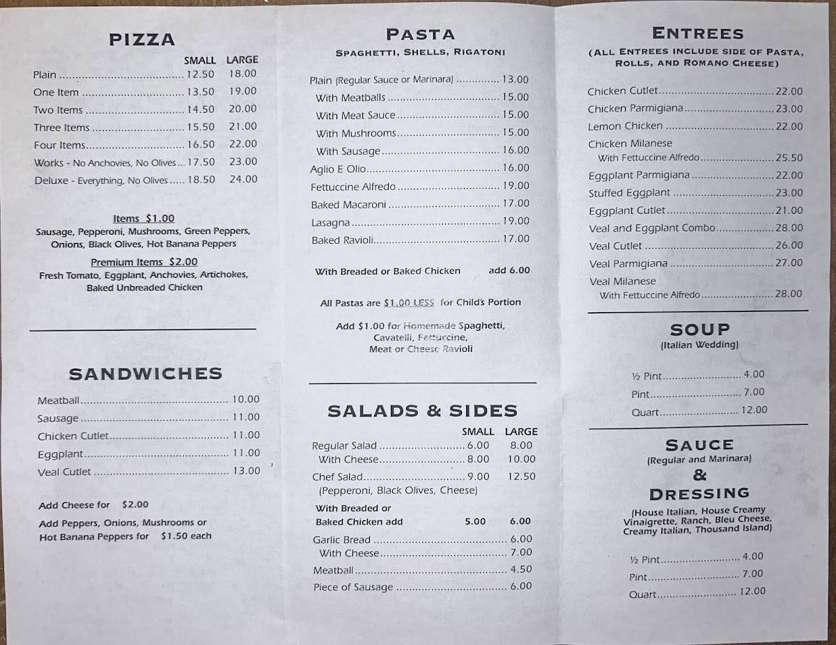 Menu at Guido's Pizza Haven, Restaurant, and Preferred Catering Service