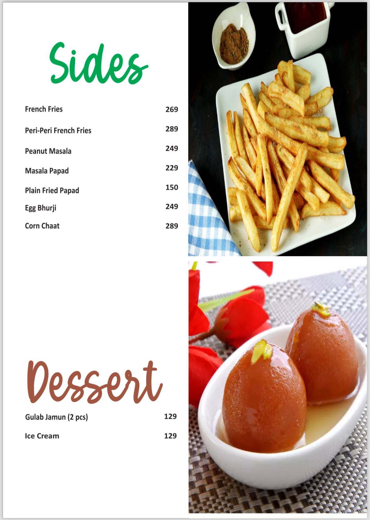 MINI GOA CAFE menu