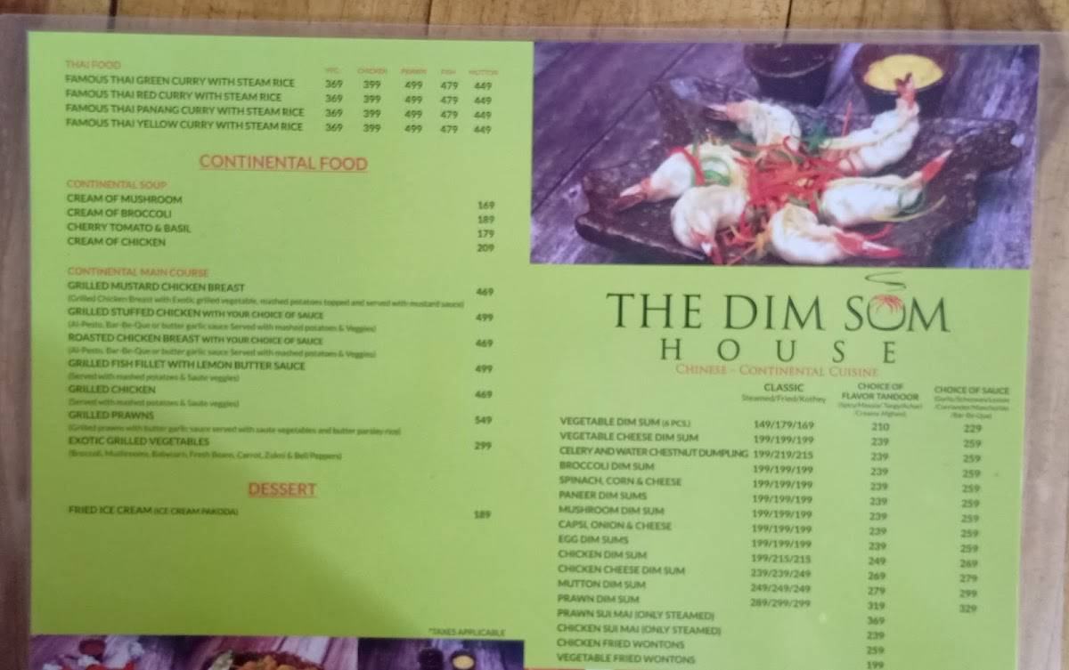 The Dimsum House menu