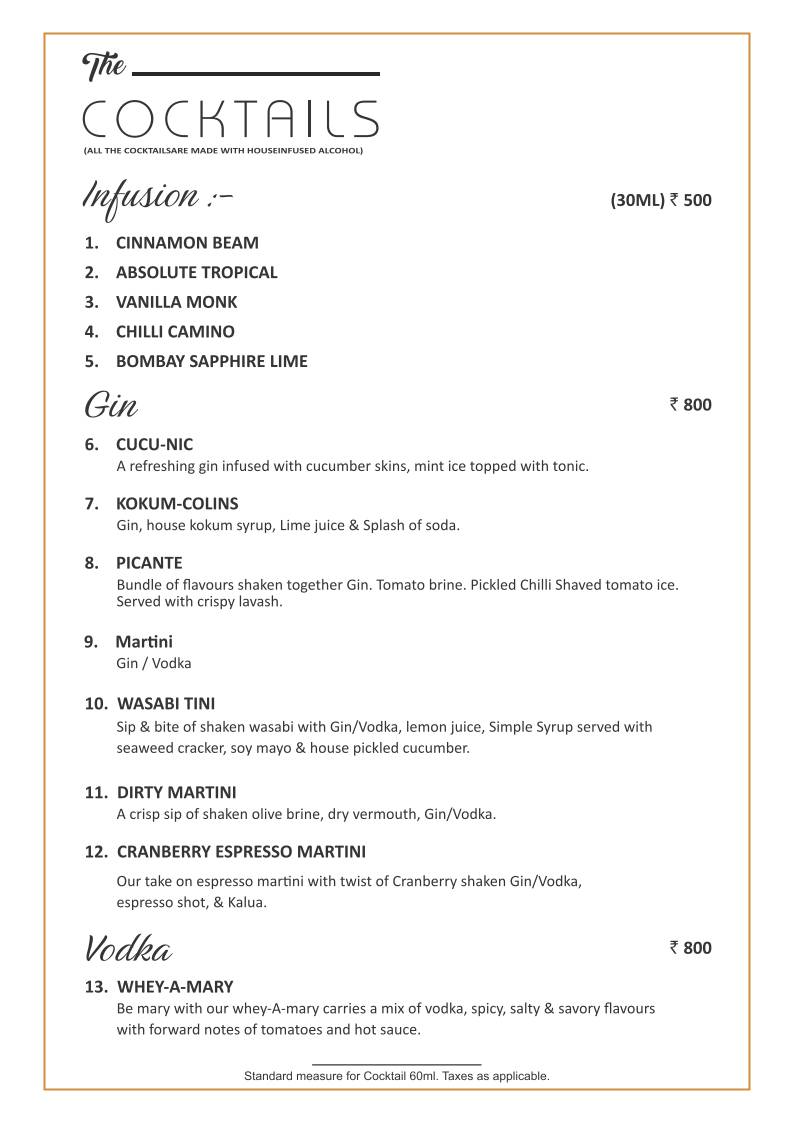 HIVE Restaurant & Bar menu