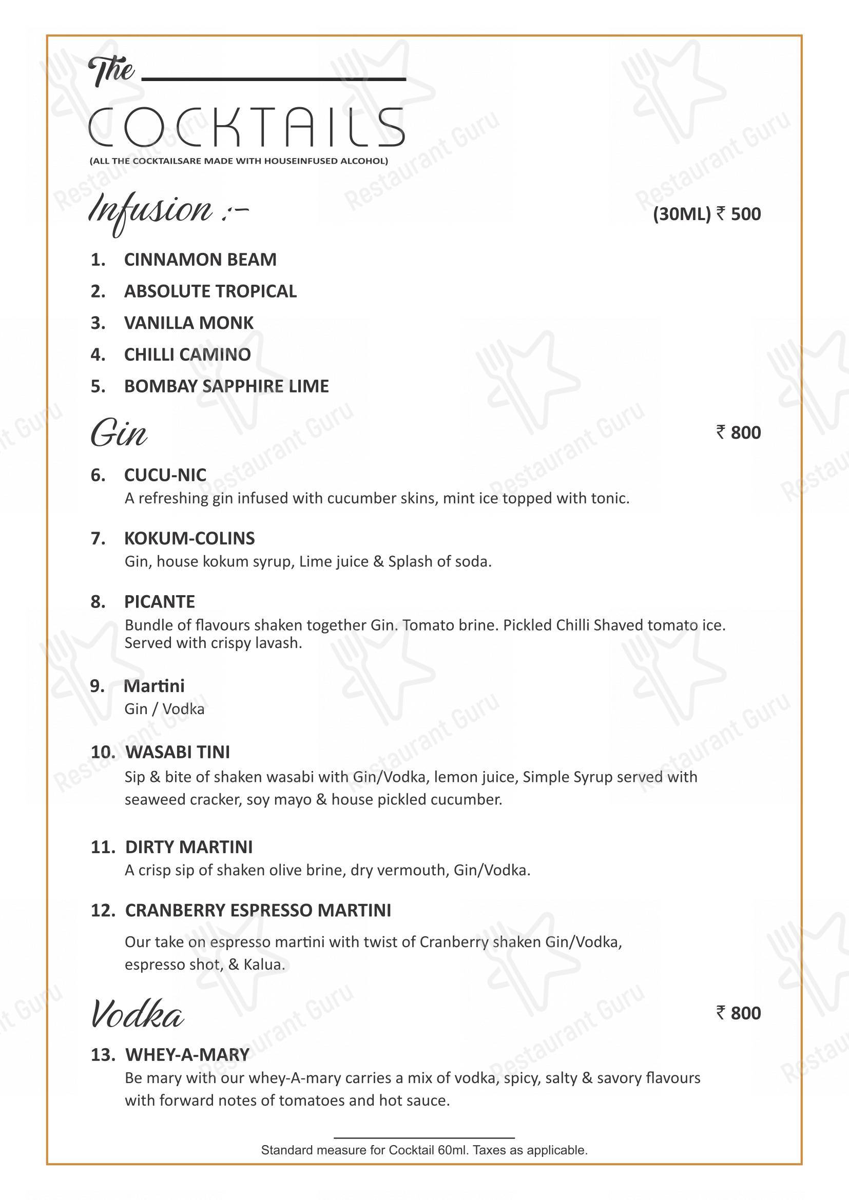 Menu for HIVE Restaurant & Bar in Jaipur
