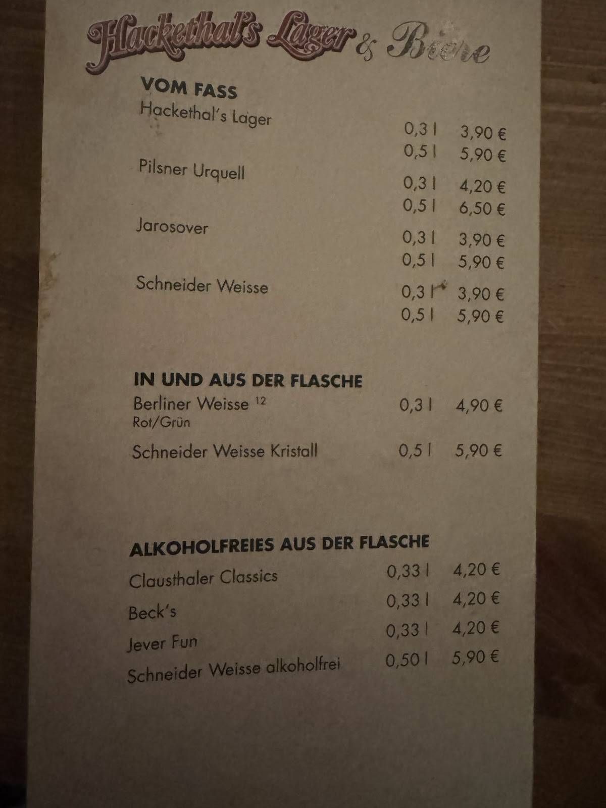 Menu de Hackethal's