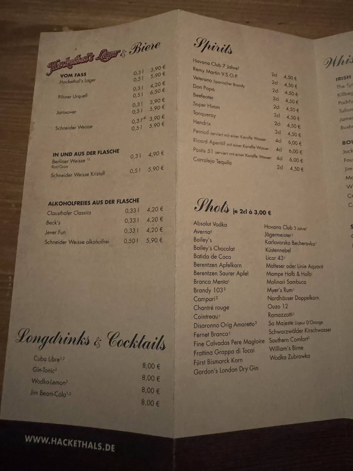 Menu de Hackethal's