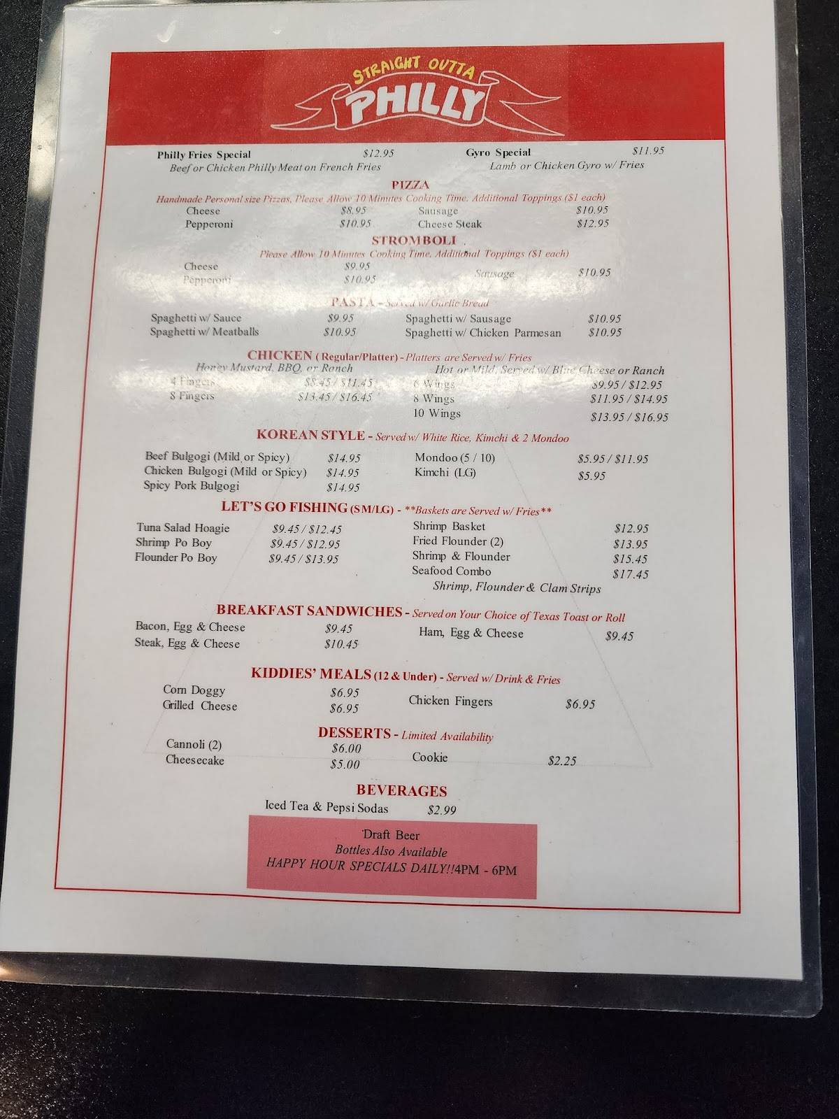 Menu at Straight Outta Philly restaurant Newport News
