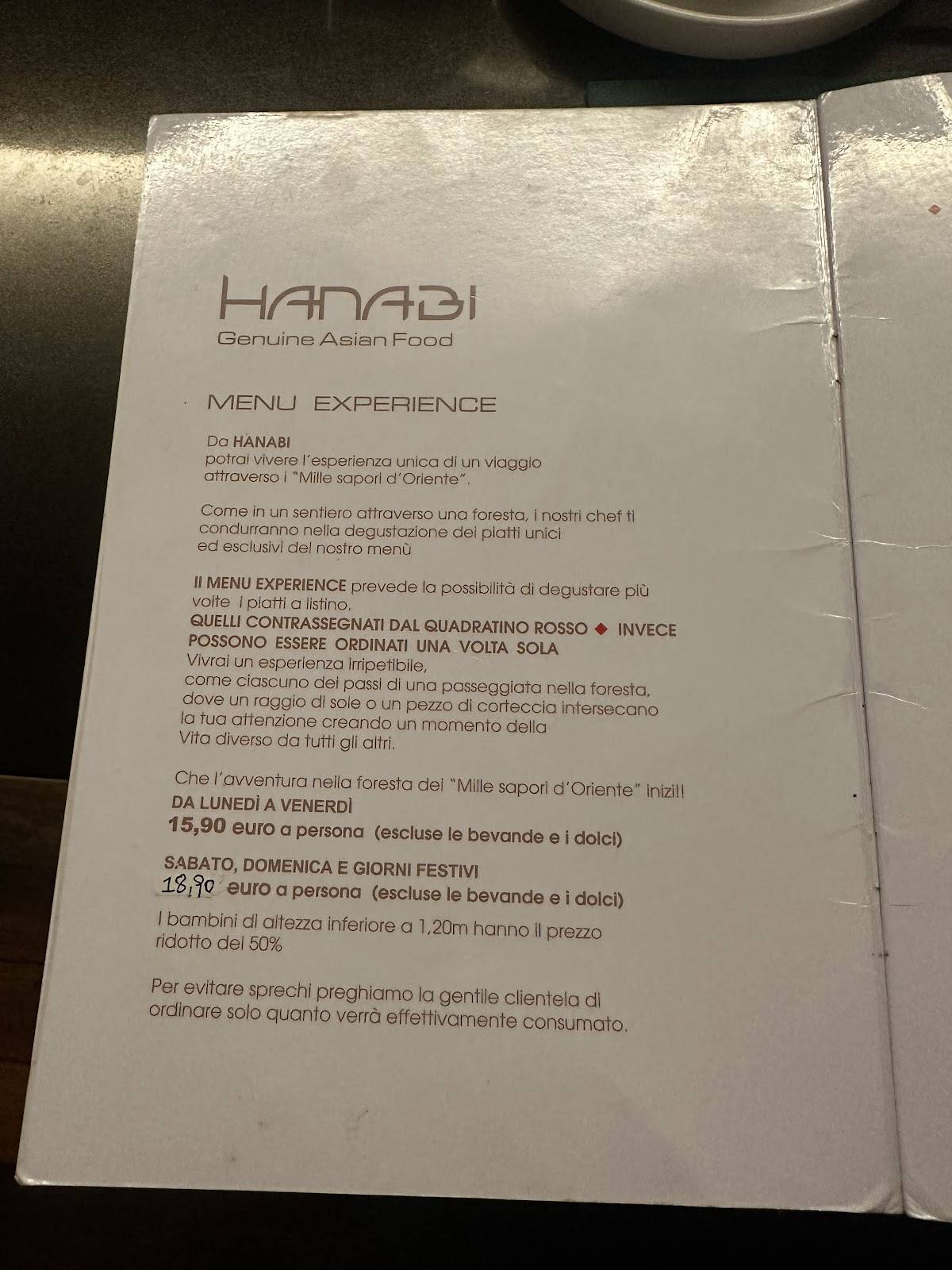 Menu di Hanabi di Liang Xiaoping & C. 