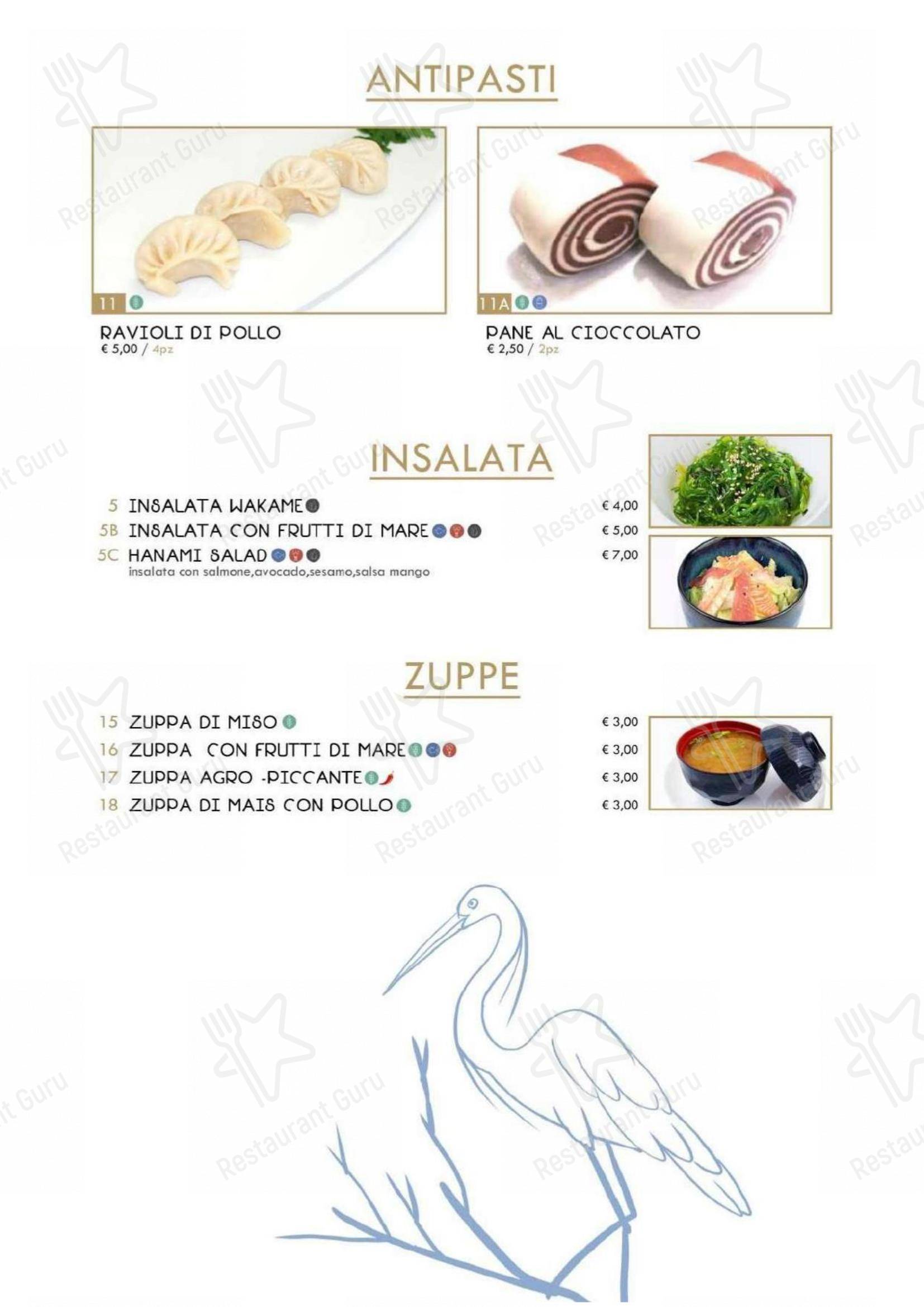 Menu bar per Hanami Asian Fusion in Ferrara