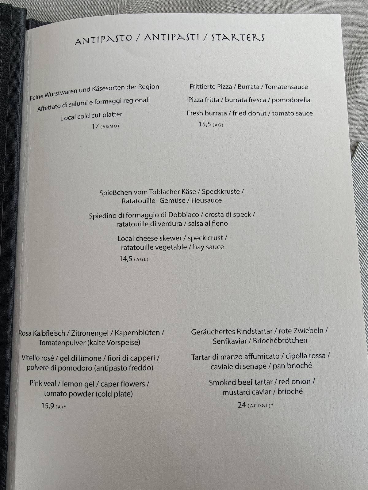 Menu di Pizzeria Hans 