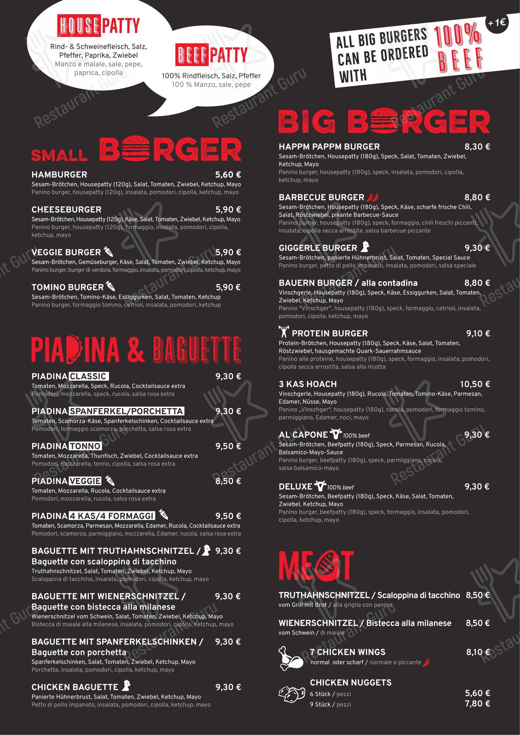 Happm Pappm Marlengo in Marlengo - Menu