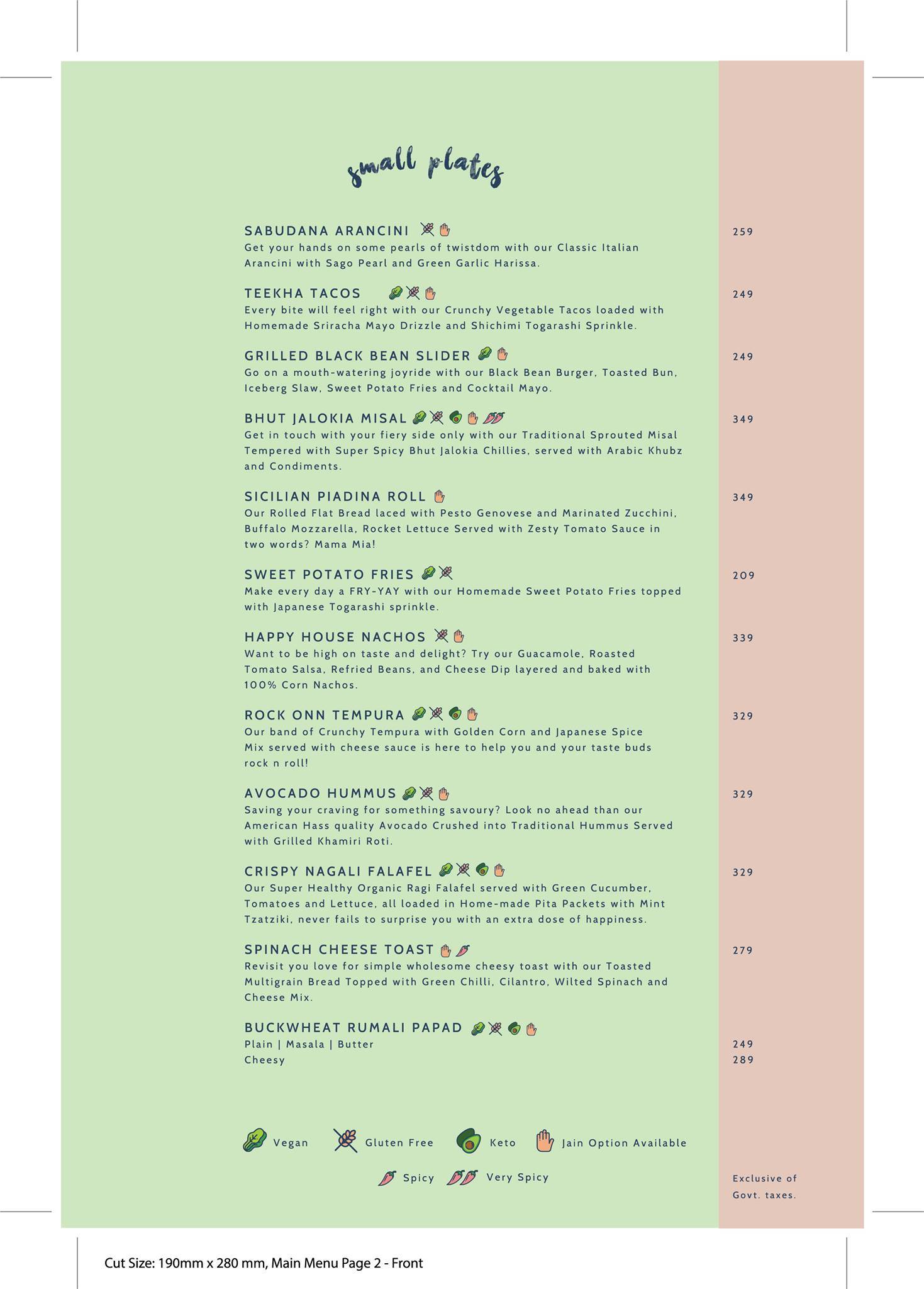 Happy House Kitchen menu