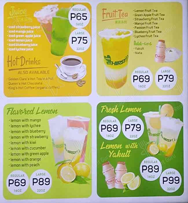 Menu at Happy Thirstday, Taytay