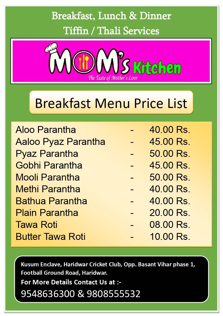 Mom's Kitchen menu