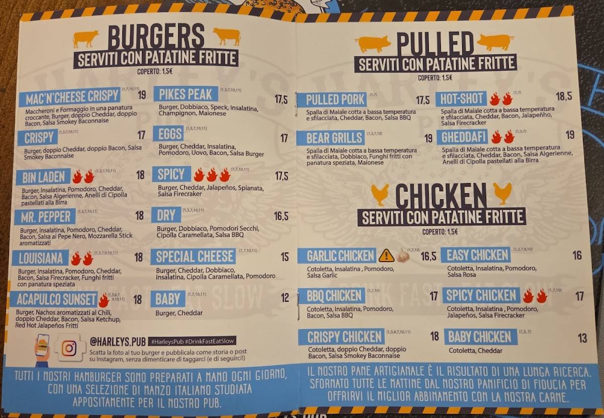 Menu di Harley's Pub Dolo 