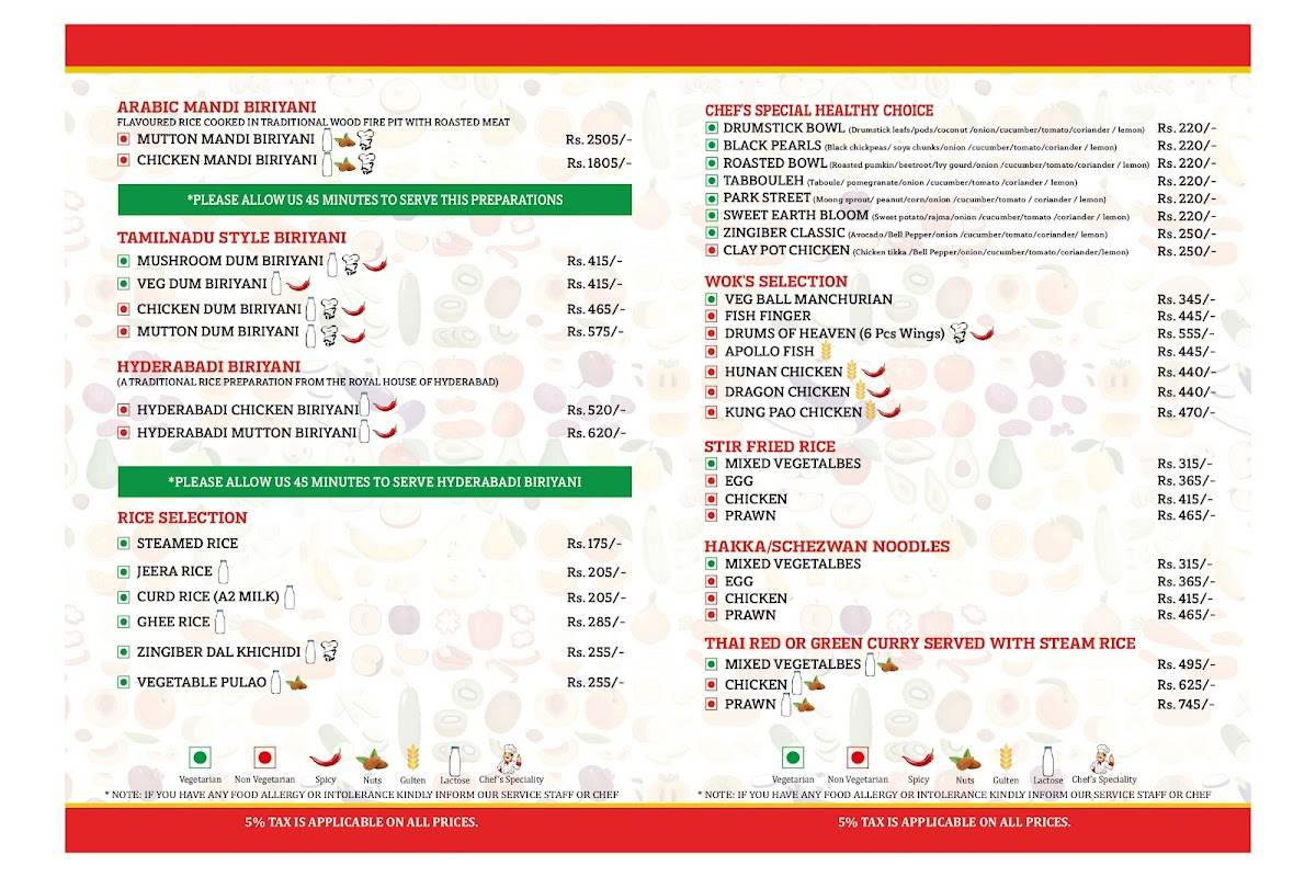 Hermit's Zingiber menu