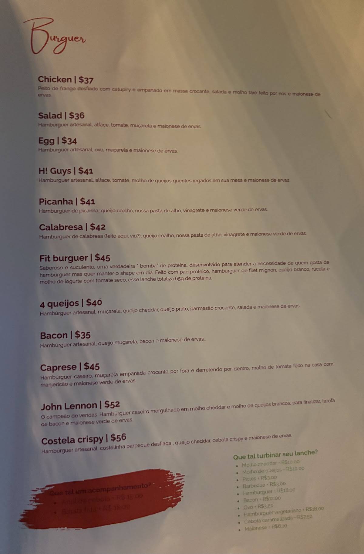 Hi Guys Restaurante cardápio