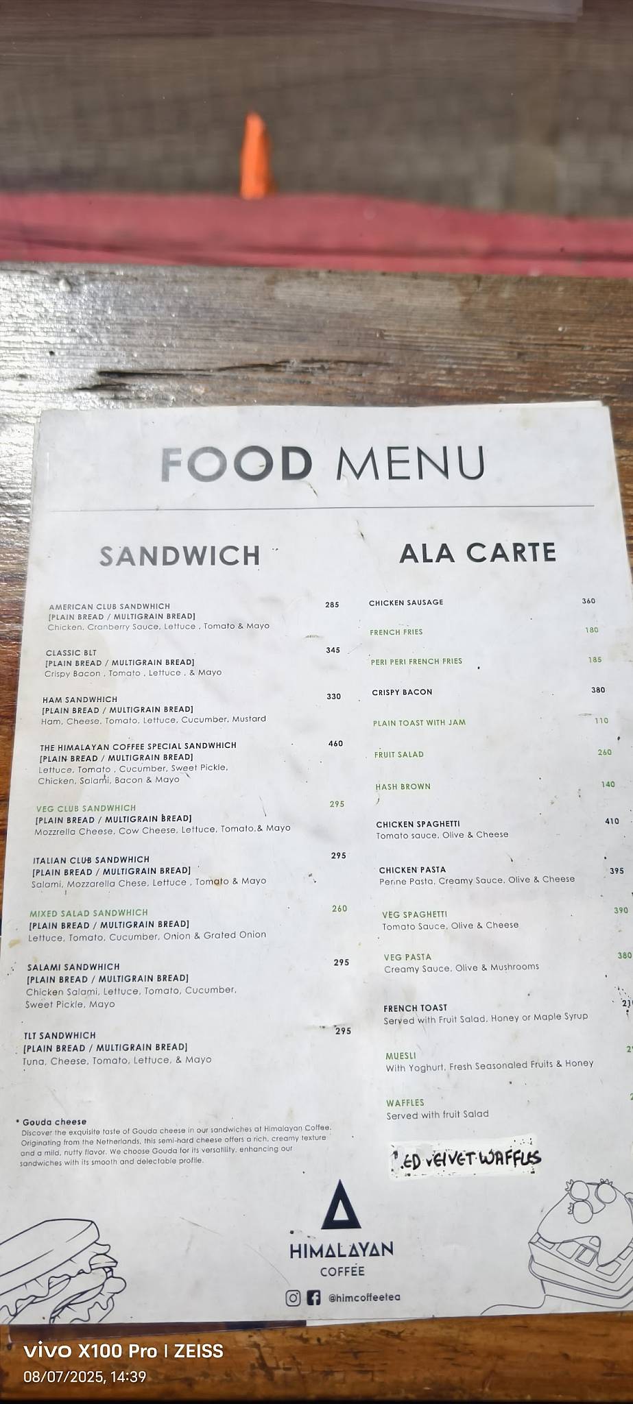 Himalayan Coffee menu