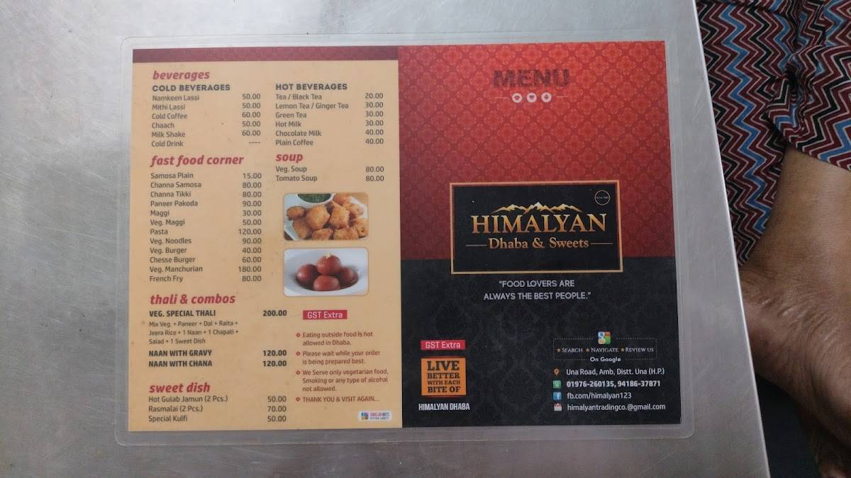 Himalyan Dhaba And Sweets menu