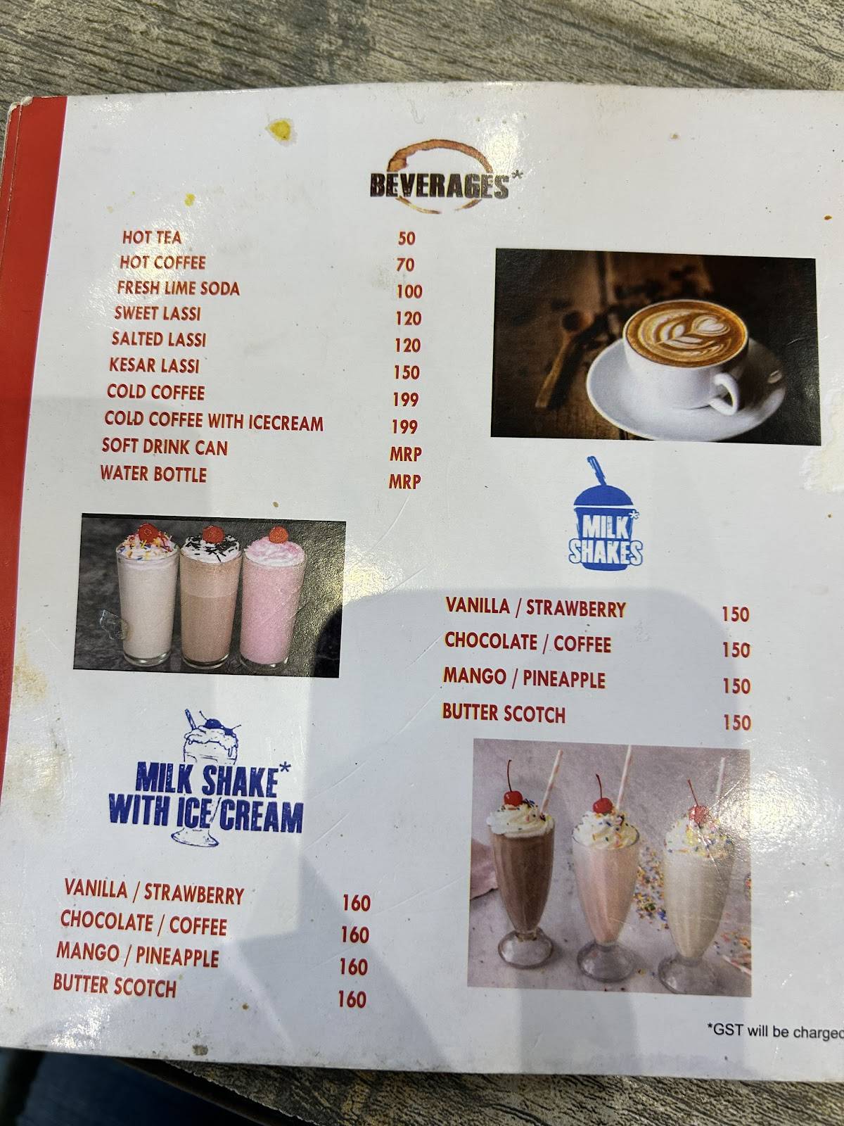 Hira Sweets menu