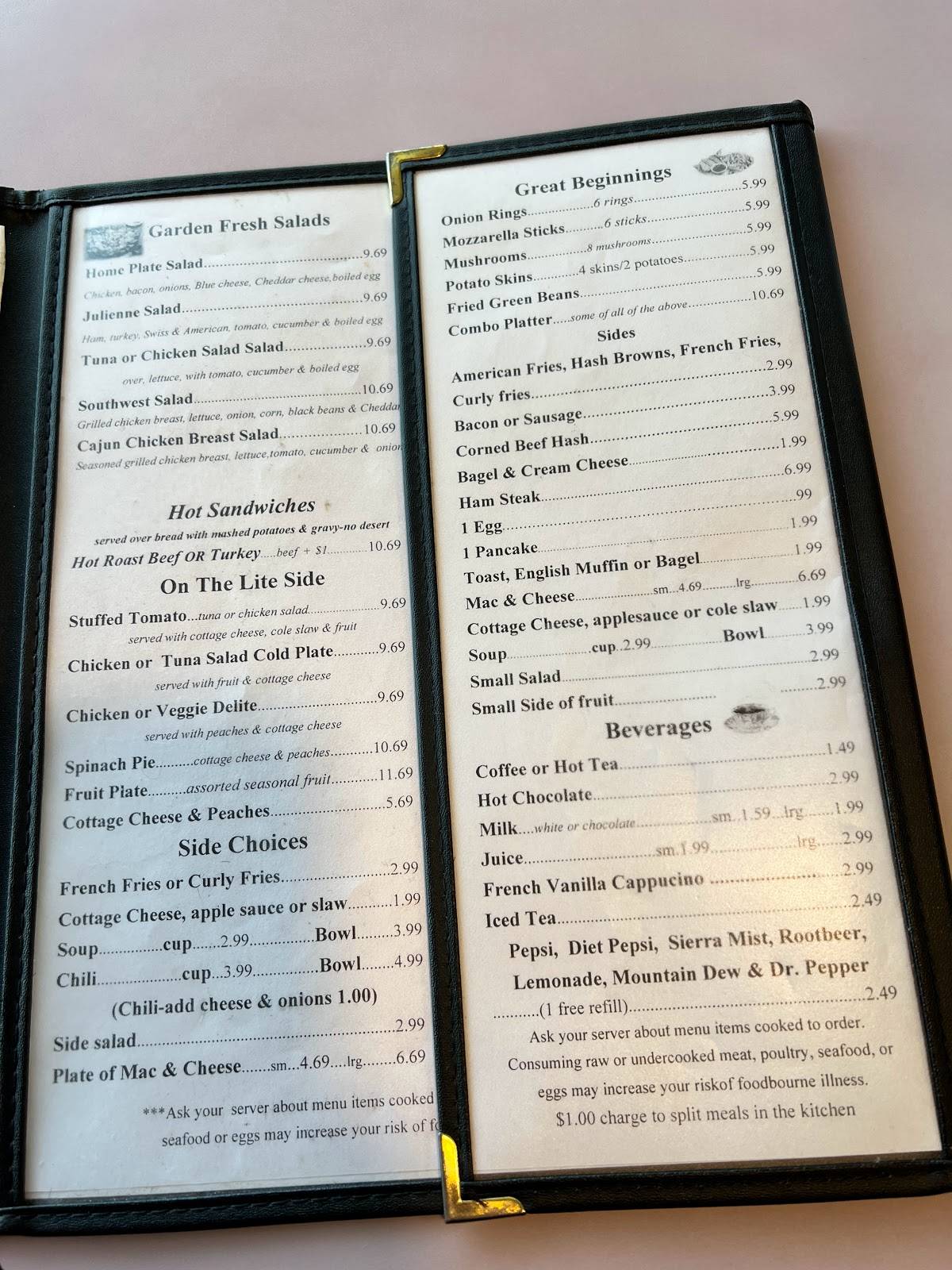 Menu at Home Plate Restaurant, Niles