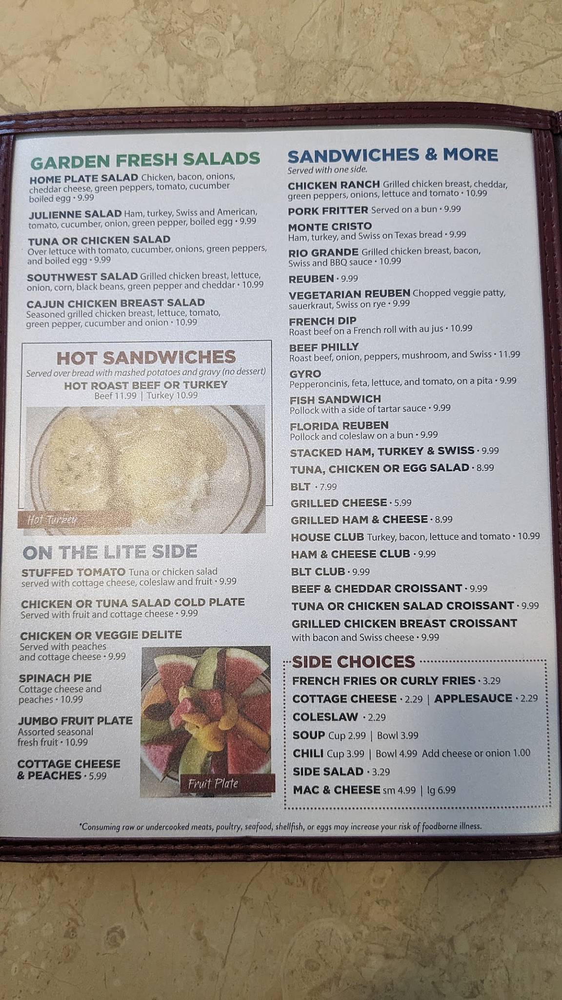 Menu at Home Plate Restaurant, Niles