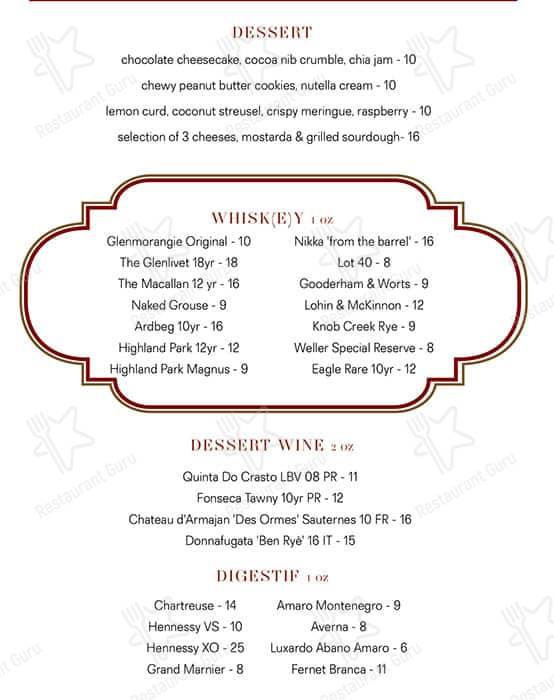 Menu de Homer St. Cafe and Bar